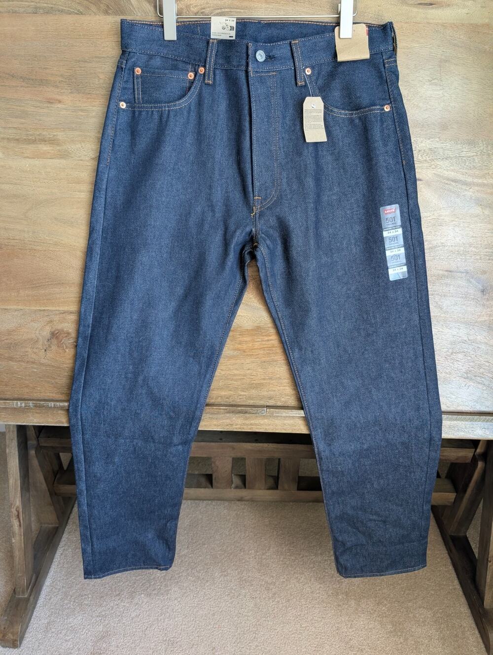 NWT Levi's 501 Original Shrink-To-Fit Jeans Mens 34x34 Blue Denim Straight Leg